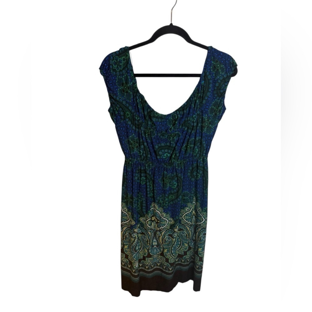 Tiana B. Whimsical Bohemian Y2K Puff Sleeve Paisley Dress